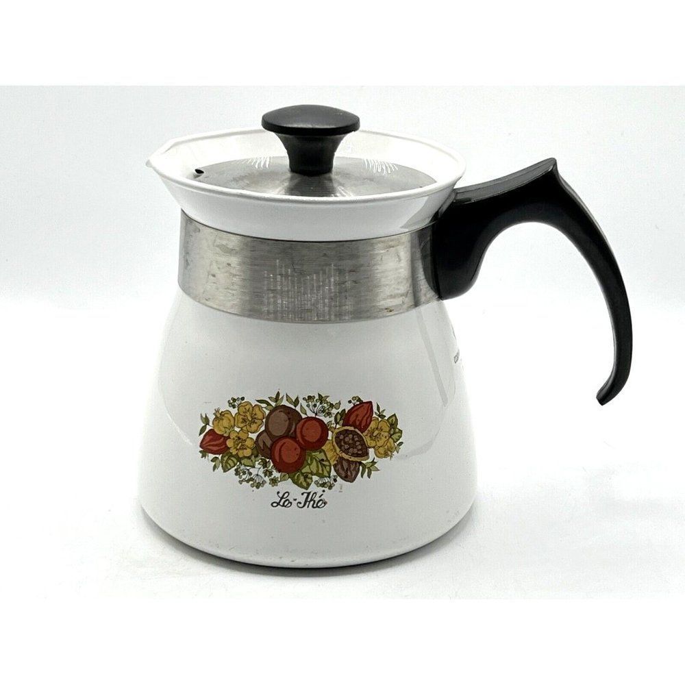 CorningWare Vintage 7 Cup Coffee Tea Pot With Lid Spice Of Life P-107 Rare